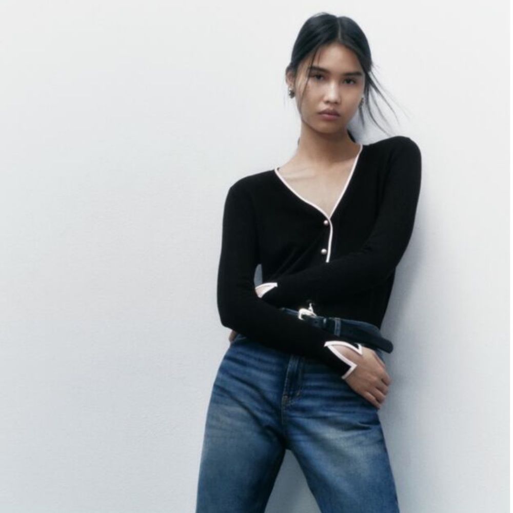 Zara Button Down Knit Sweater Medium - image 1